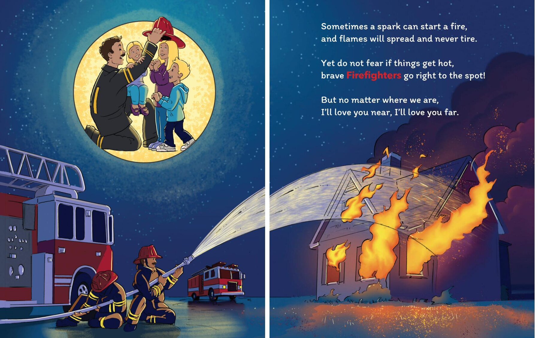 Firefighter two-page spread